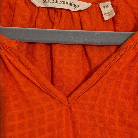 Soft Surroundings W’s Orange Top Eyelet Hem, 100% cotton size Petite Medium - Picture 4 of 8